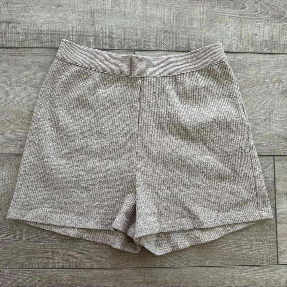 Zara Womens Lounge Ribbed Shorts Small/Medium in Beige